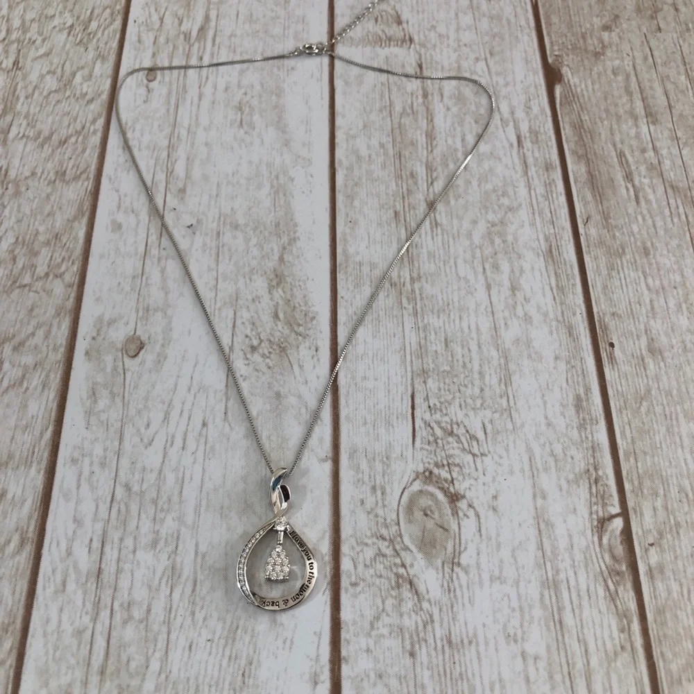 INFINITY LOVE Charm Cubic Zirconia Love You To The Moon Back Necklace
